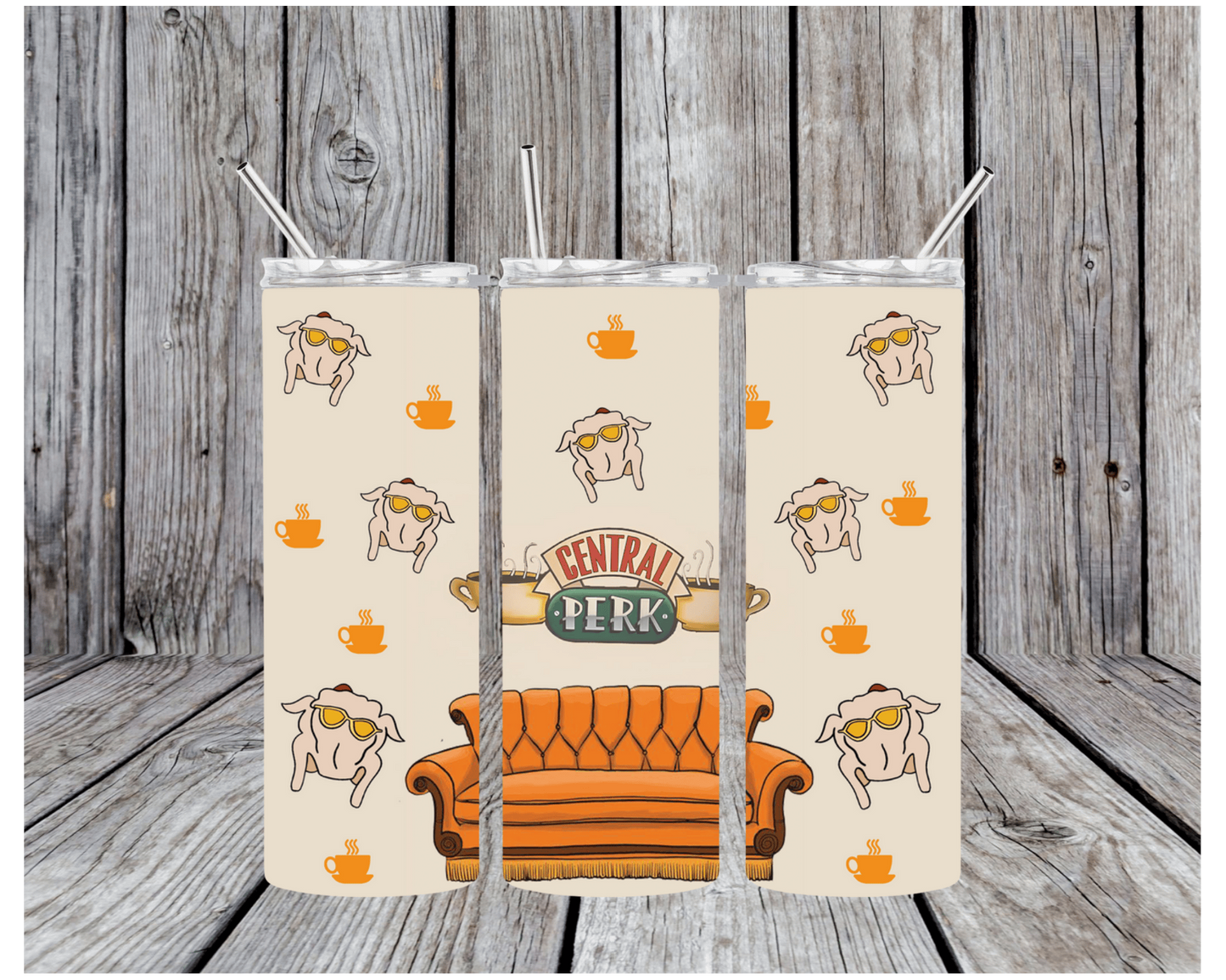 Friends Central Perk Couch Art – Thanksgiving Turkey & Coffee Wall Tumbler