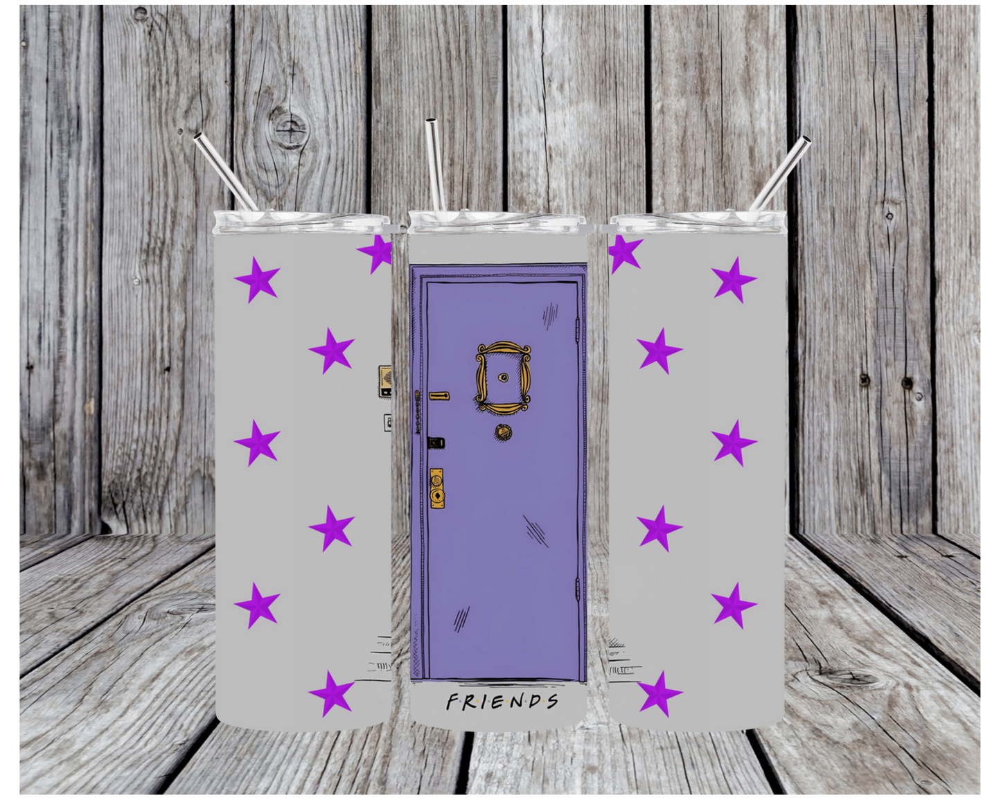 Friends Monica’s Purple Door Print – Iconic Apartment Wall Art with Stars